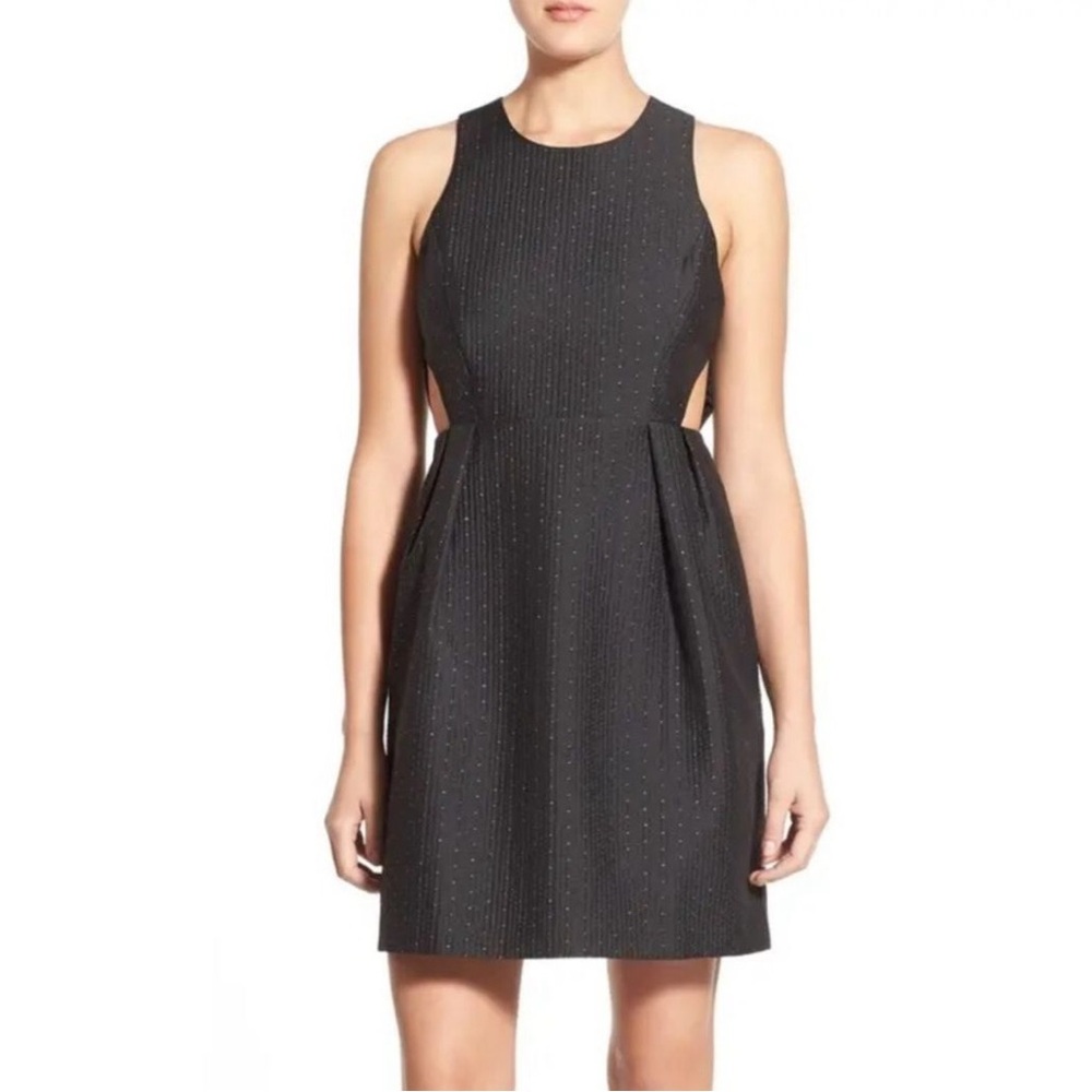 Madewell Nightfall Black Metallic Jacquard Cutout Dress